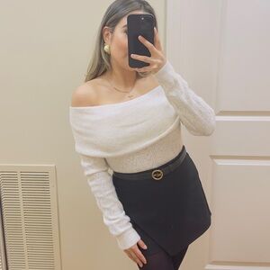 Jessica Simpson Off-Shoulder Cream Sweater